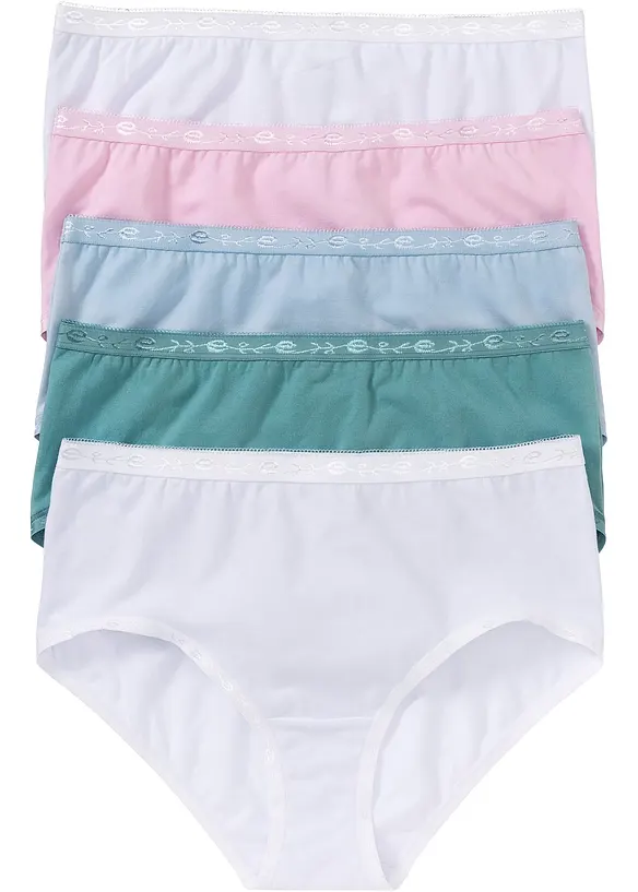 Maxislip  mit weicher Baumwolle (5er Pack) in weiß von vorne - bonprix