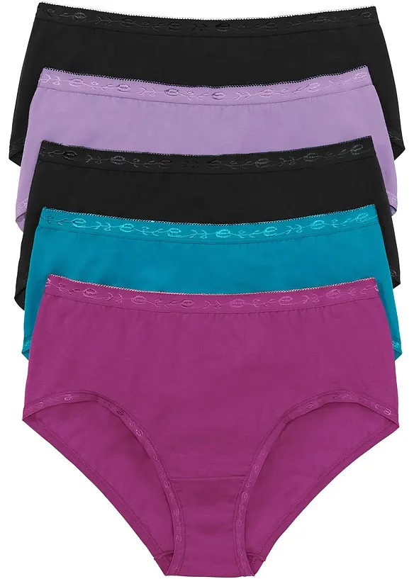 Maxislip  mit weicher Baumwolle (5er Pack) in schwarz von vorne - bonprix