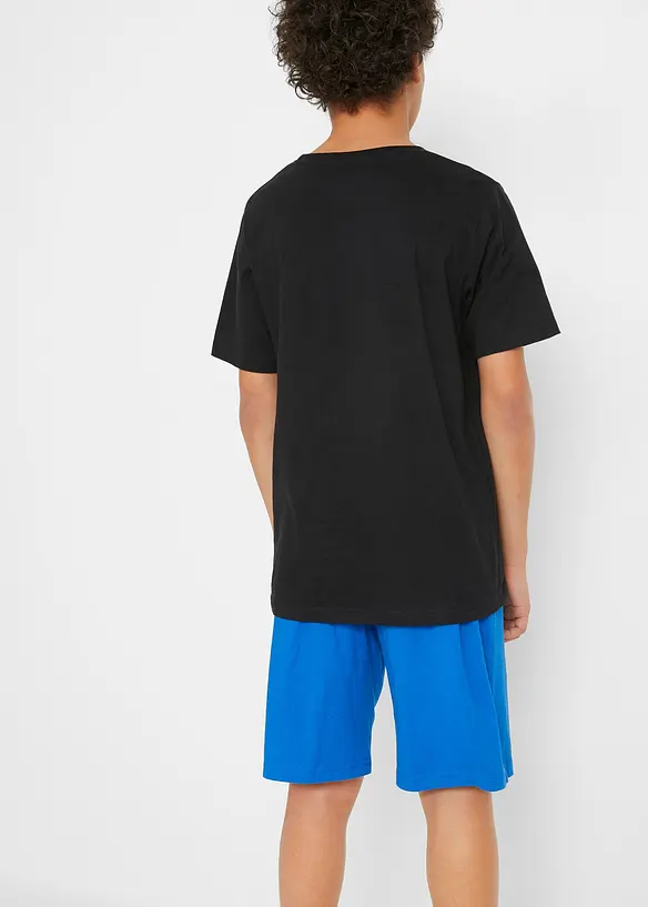 T-Shirt und Jersey-Bermuda (2-tlg.Set) aus reiner Bio-Baumwolle in schwarz von hinten (Totalaufnahme) - bonprix