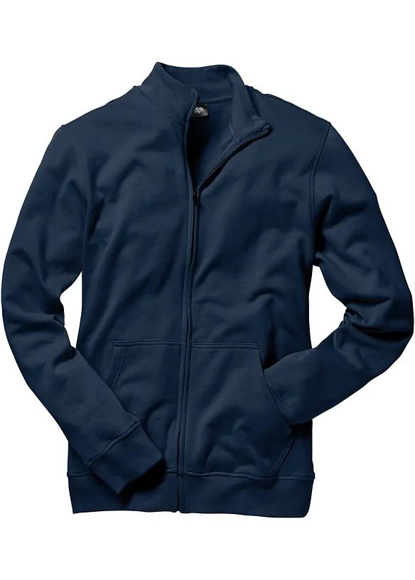 Sweatjacke mit Stehkragen in blau von vorne - bonprix