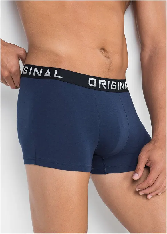 Boxershorts eng mit Baumwolle (3er Pack) in blau von vorne - bonprix