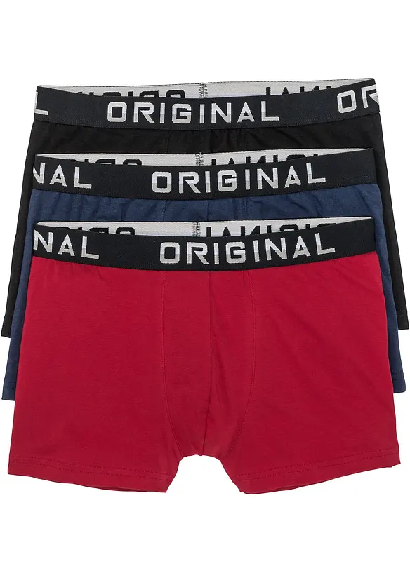 Boxershorts eng mit Baumwolle (3er Pack) in blau von vorne - bonprix