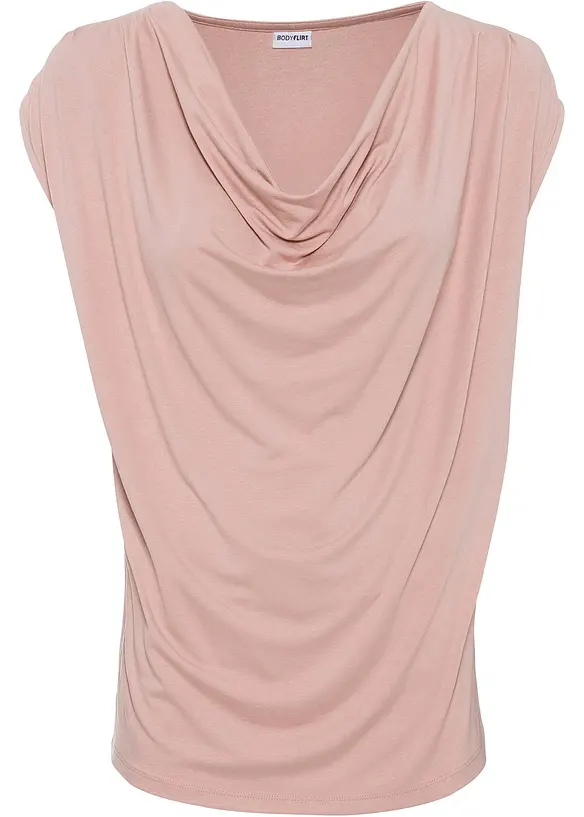 Wasserfall-Shirt in rosa von vorne - bonprix