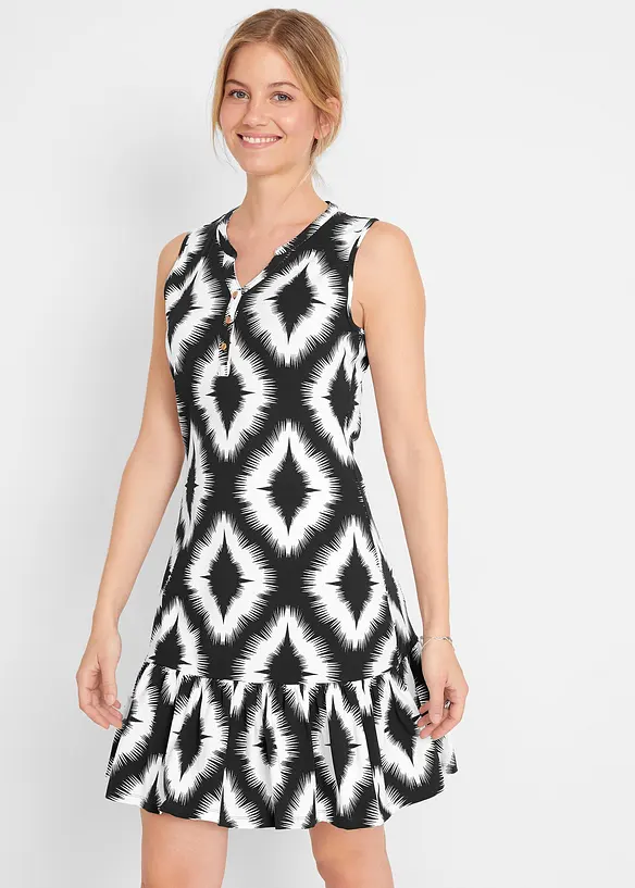 Jerseykleid aus softem Baumwoll-Mix in schwarz von vorne (Totalaufnahme) - bonprix