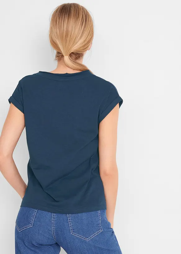 Baumwoll-Shirt mit Flügelärmeln in blau von hinten (im Anschnitt) - bonprix