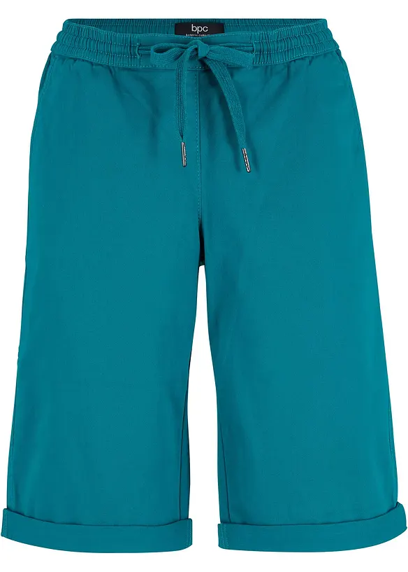 Bermuda mit Bequembund aus Baumwoll-Mix in petrol von vorne - bonprix