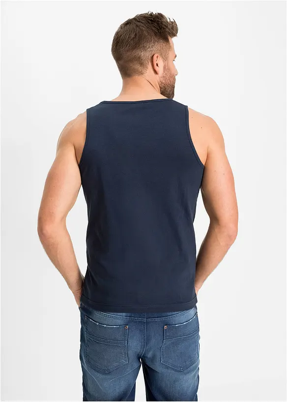 Tanktop (3er Pack) in blau von hinten (im Anschnitt) - bonprix
