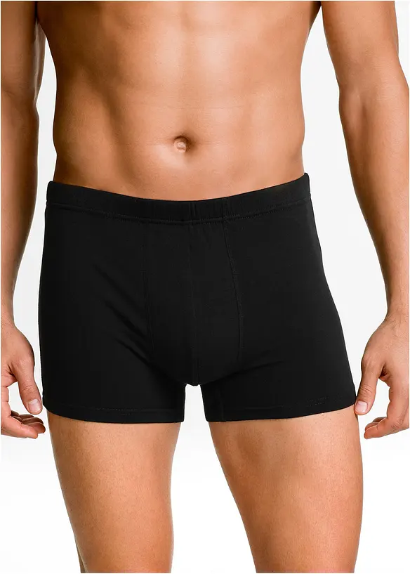 Boxershorts eng mit Baumwolle (3er Pack) in schwarz von vorne - bonprix