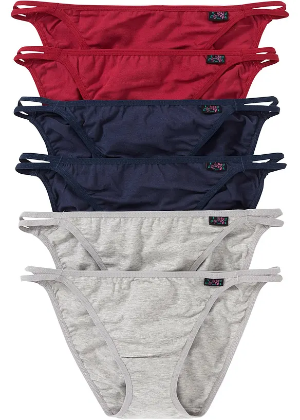Tanga Slip mit weicher Bio-Baumwolle (6er Pack) in grau von vorne - bonprix