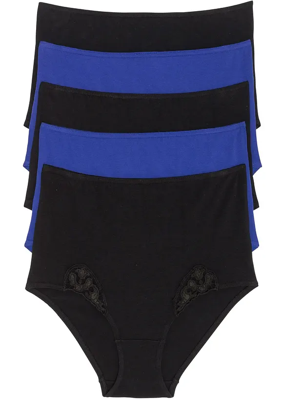Highwaist Slip (5er Pack) in blau von vorne - bonprix