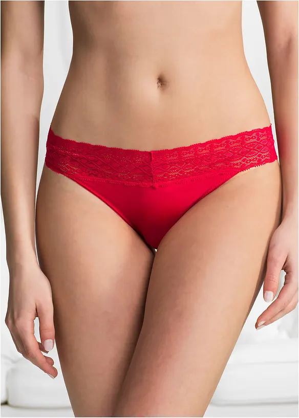 String mit Spitze (5er Pack) in schwarz von vorne - bonprix