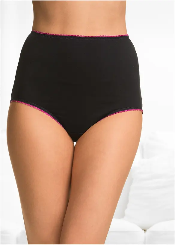 Highwaist Slip mit weicher Baumwolle (5er Pack) in schwarz von vorne - bonprix