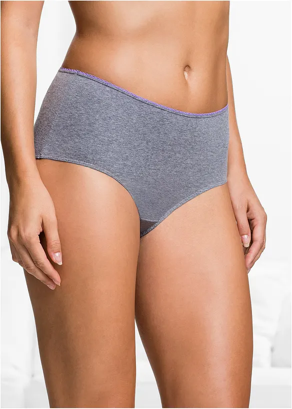 Maxislip  mit weicher Baumwolle (5er Pack) in grau von vorne - bonprix