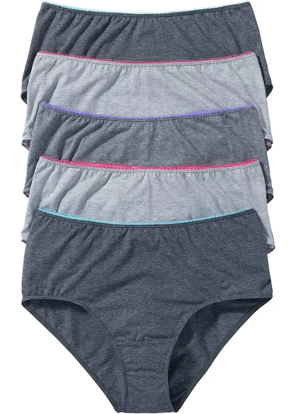 Maxislip  mit weicher Baumwolle (5er Pack) in grau von vorne - bonprix