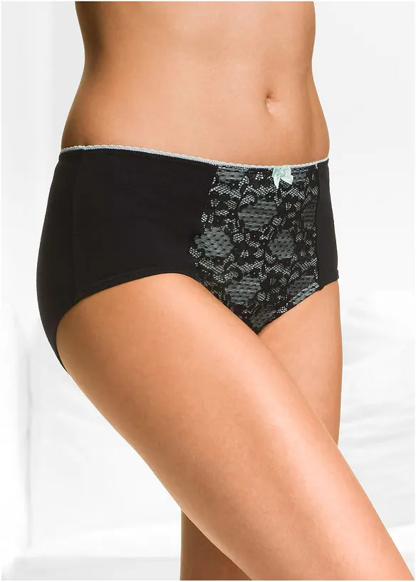 Maxislip mit Bio-Baumwolle (4er Pack) in schwarz von vorne - bonprix
