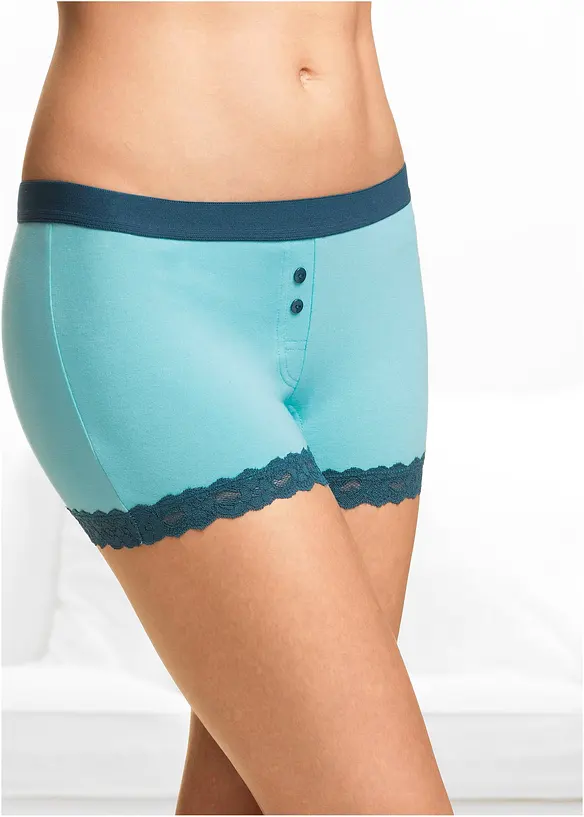 Damen Boxer (4er Pack) in blau von vorne - bonprix
