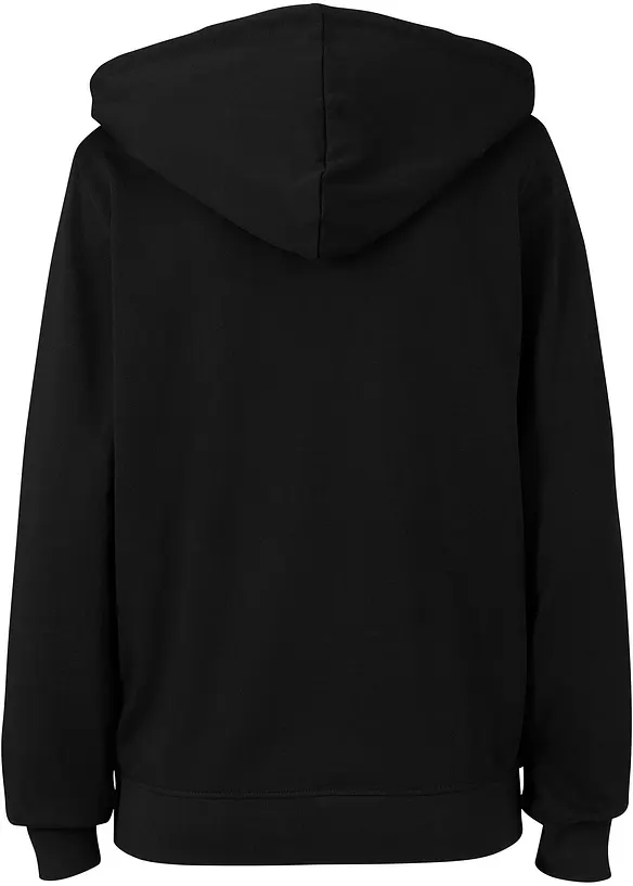 Sweatjacke mit Kapuze und Eingriffstaschen in schwarz von hinten - bpc bonprix collection