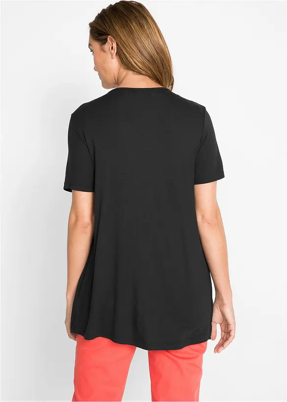 2 in 1 Shirt mit V-Ausschnitt, kurzarm in schwarz von hinten (im Anschnitt) - bonprix