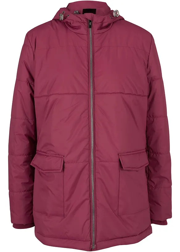 Jacke mit Kapuze und aufgesetzten Taschen in rot von vorne - bonprix