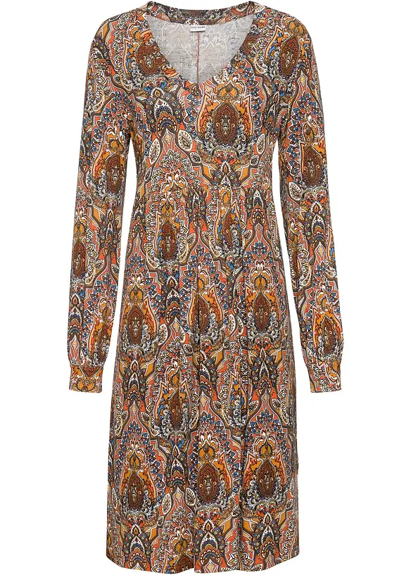 Jerseykleid mit Paisley in rot von vorne - bonprix