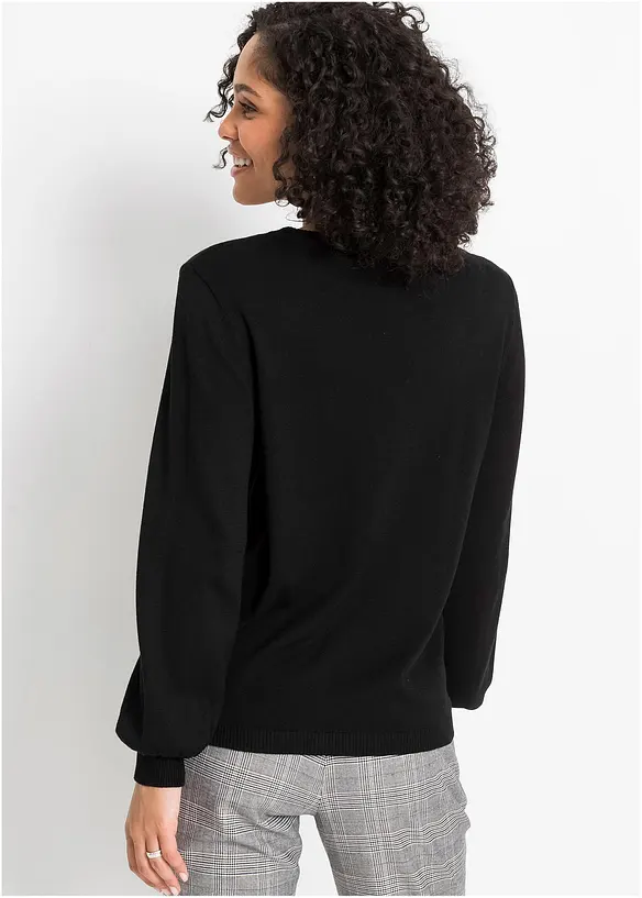 Pullover mit Ballon-Ärmel in schwarz von hinten (im Anschnitt) - bonprix