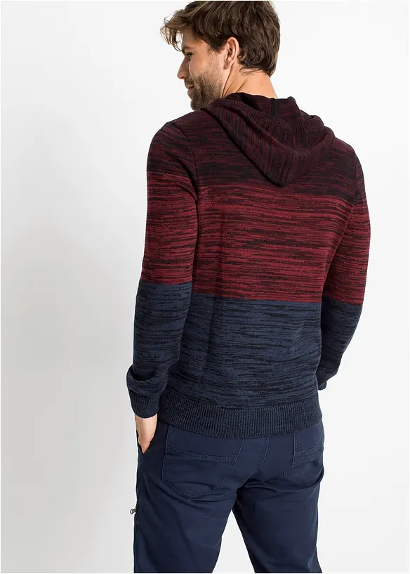 Feinstrick-Kapuzenpullover in Regular Fit in rot von hinten (im Anschnitt) - bonprix