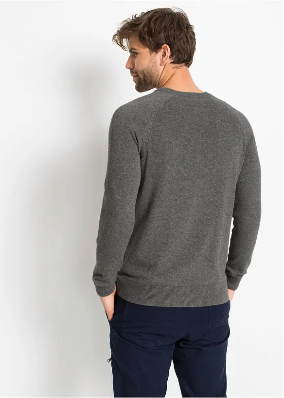 Feinstrickpullover aus reiner Baumwolle (2er Pack) in grau von hinten (im Anschnitt) - bonprix