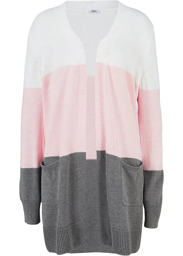 Weite Strickjacke, Langarm in weiß von vorne - bonprix