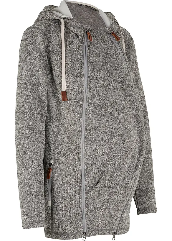 2-in-1 Umstands- und Tragejacke aus Strickfleece in grau von der Seite - bonprix