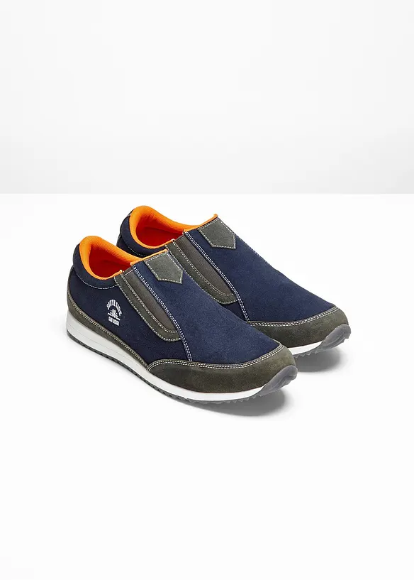 Slipper aus Veloursleder in blau - bonprix