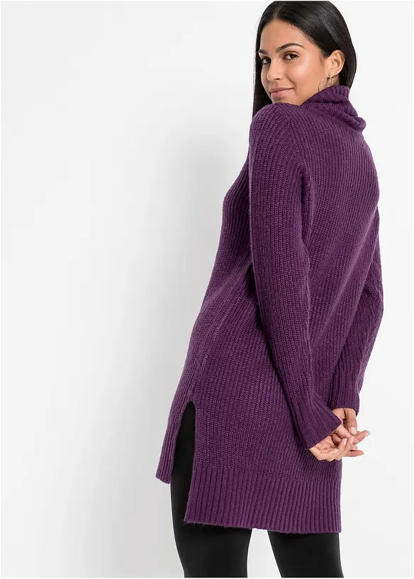 Long-Strickpullover in lila von hinten (im Anschnitt) - bonprix