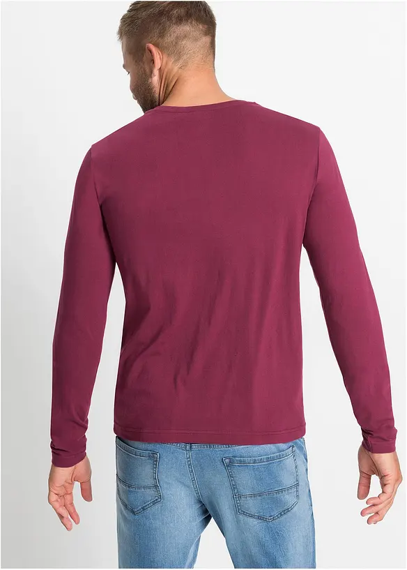 Langarmshirt (3er Pack) in grau von hinten (im Anschnitt) - bonprix