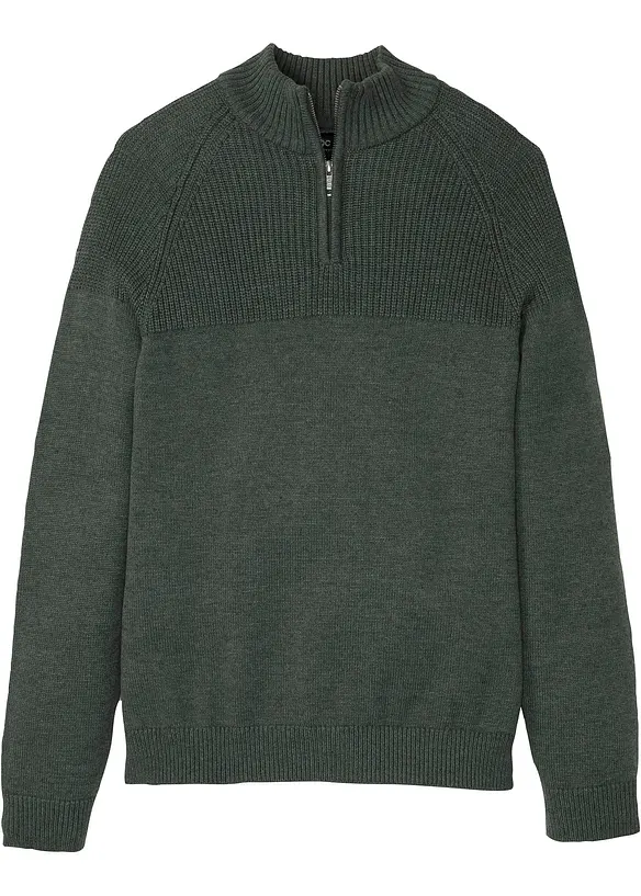 Troyer in Regular-Fit in grün von vorne - bonprix