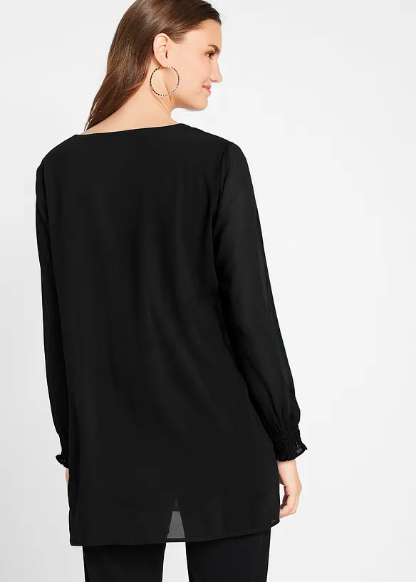 Long- Tunikabluse in schwarz von hinten (im Anschnitt) - bonprix