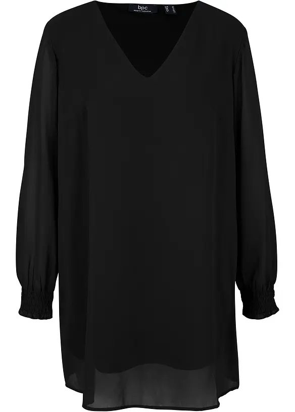 Long- Tunikabluse in schwarz von vorne - bonprix