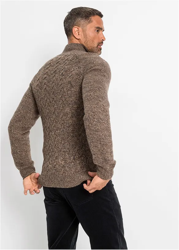 Troyer-Pullover mit Wollanteil in braun von hinten (im Anschnitt) - bonprix