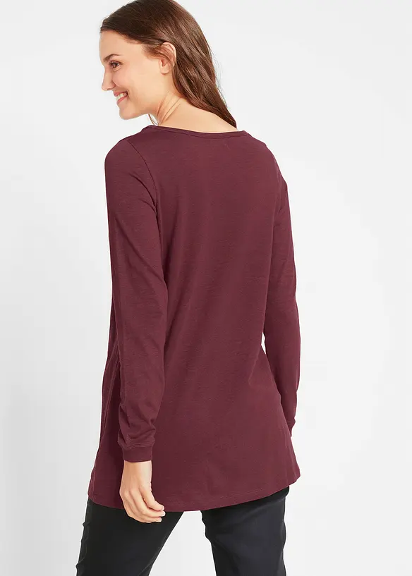 Longshirt aus reiner Baumwolle in rot von hinten (im Anschnitt) - bonprix