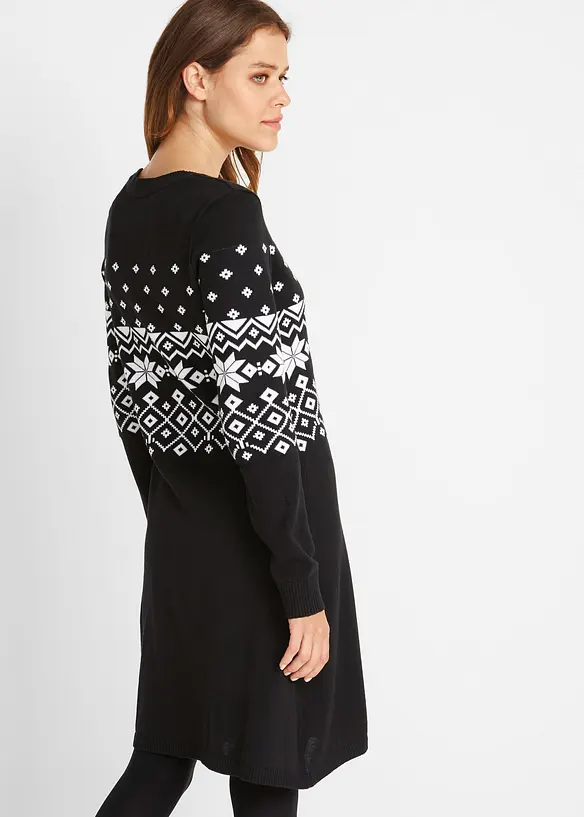 Feinstrickkleid aus Baumwoll-Mix in schwarz von hinten (Totalaufnahme) - bonprix