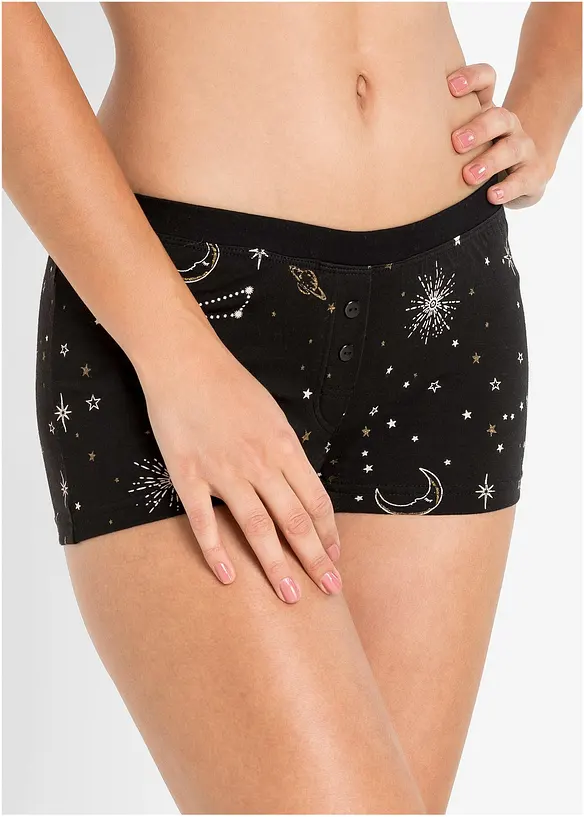 Boxer mit Baumwolle (4er Pack) in schwarz von vorne - bonprix