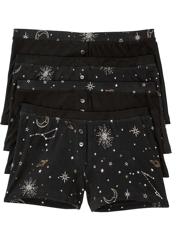 Boxer mit Baumwolle (4er Pack) in schwarz von vorne - bonprix