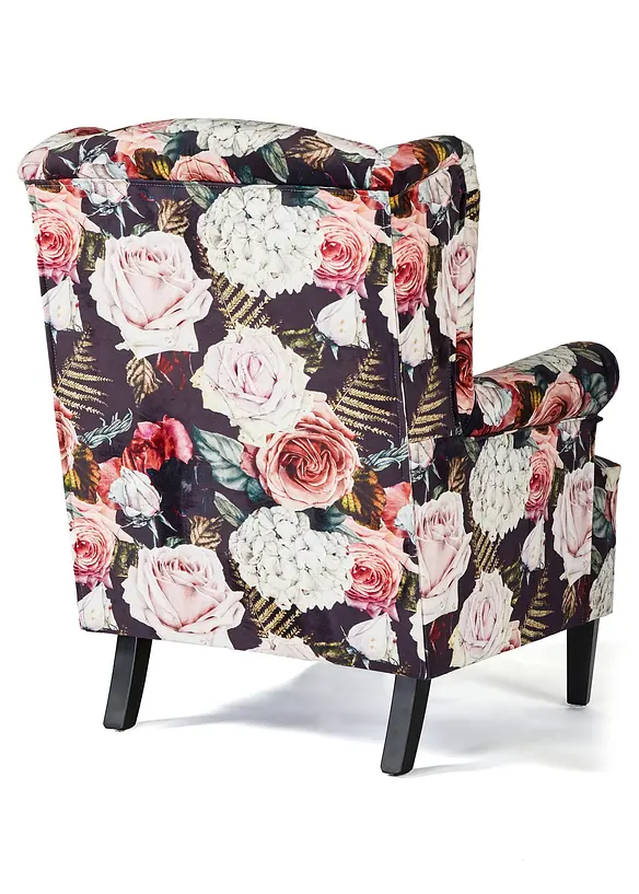 Ohrensessel mit Blumendruck in rosa von hinten - bonprix