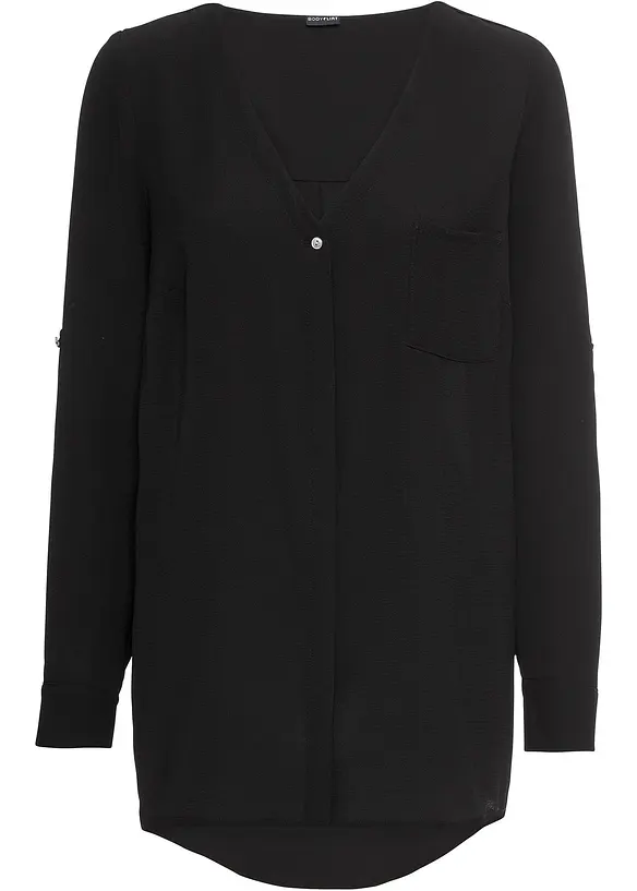 Longbluse in schwarz von vorne - bonprix