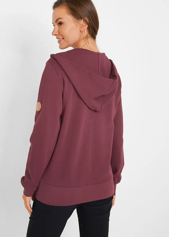 Kapuzen-Sweatjacke aus reiner Baumwolle in rot von hinten (im Anschnitt) - bonprix