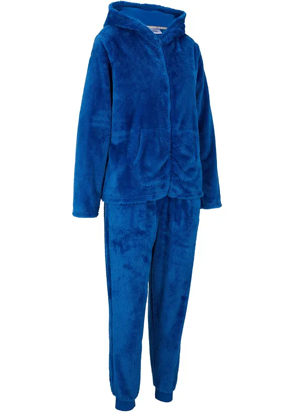 Kuschel-Fleece-Jogginganzug (2-tlg.Set) in blau von vorne - bonprix