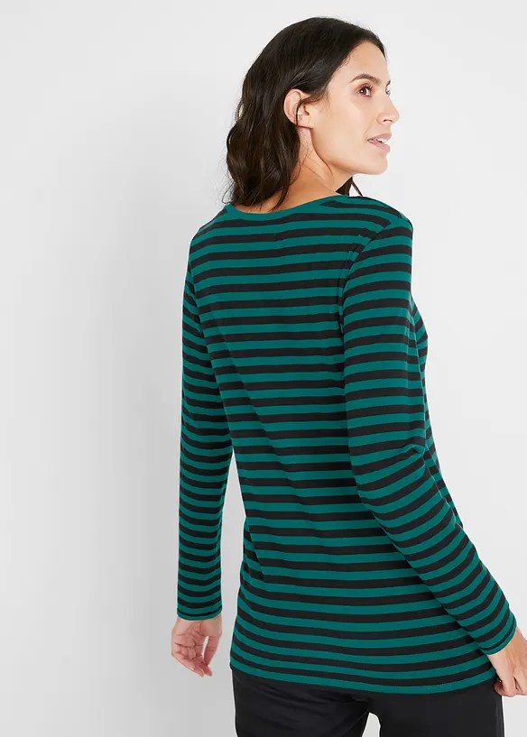 Langarmshirt mit reiner Bio-Baumwolle in schwarz von hinten (im Anschnitt) - bonprix Langarmshirt mit reiner Bio-Baumwolle in schwarz von hinten (im Anschnitt) - bonprix