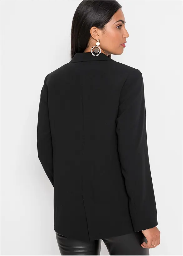 Longblazer aus fließendem Viskose-Mix in schwarz von hinten (im Anschnitt) - bonprix