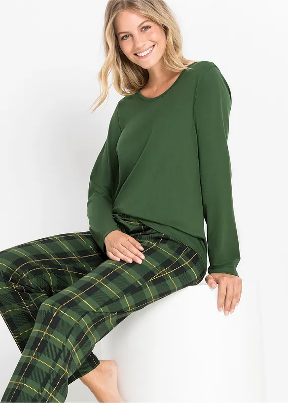 Pyjama aus reiner Bio-Baumwolle in schwarz (Detailaufnahme) - bonprix