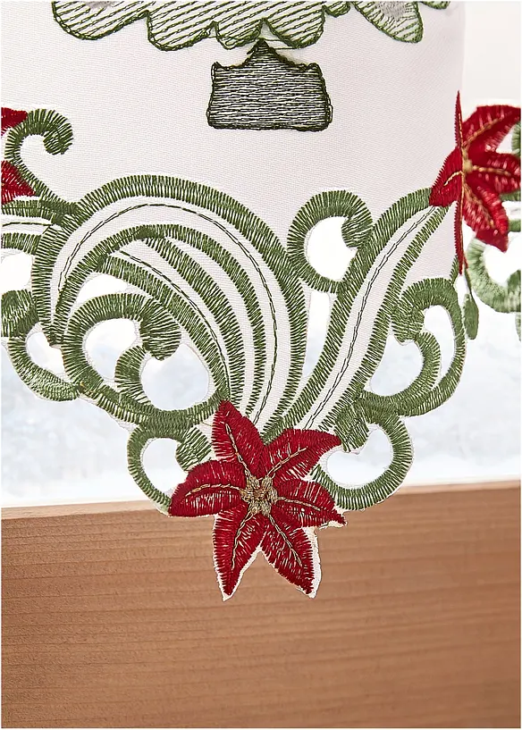 Scheibengardine mit weihnachtlicher Stickerei in weiß (Detailaufnahme) - bonprix