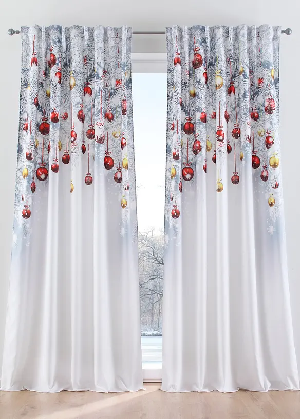 Vorhang mit weihnachtlichem Druck (1er Pack) in rot - bonprix