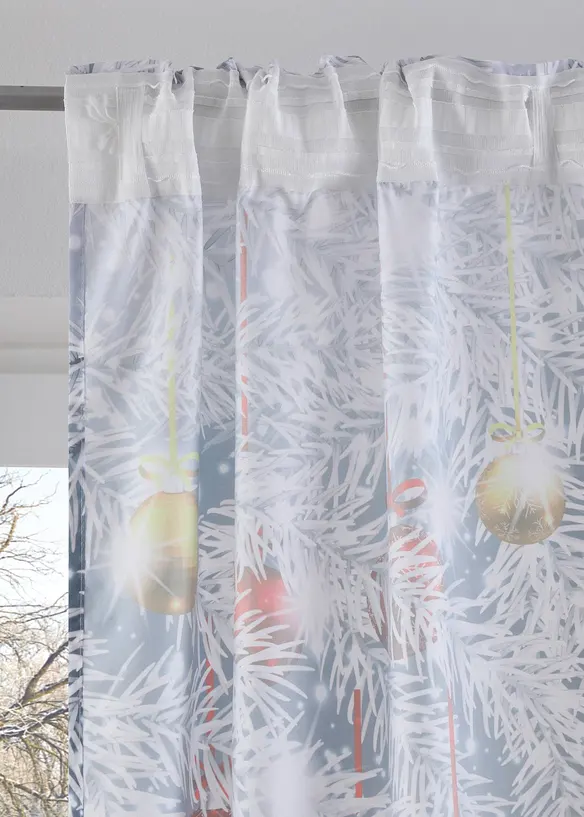 Vorhang mit weihnachtlichem Druck (1er Pack) in rot - bonprix